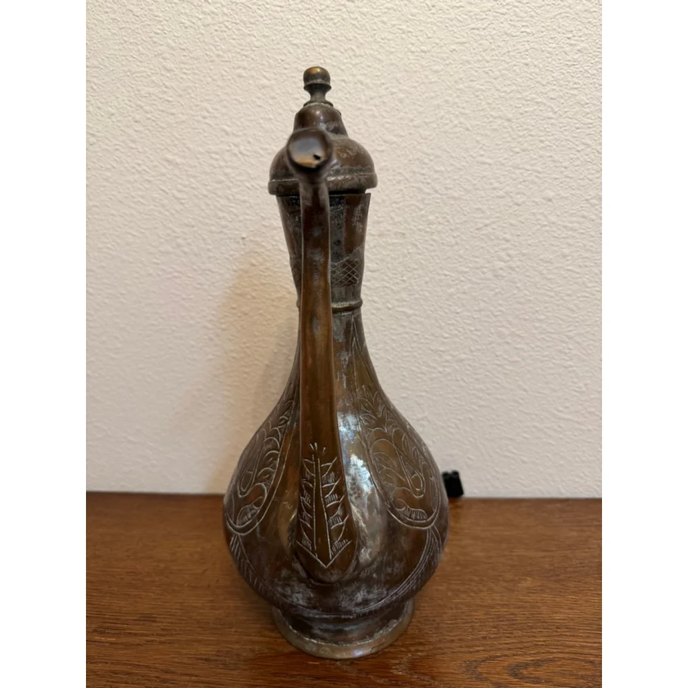Vintage Hand Engraved Copper Brass Dallah Coffee Pot Islamic Middle Eastern Tea
